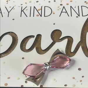Elegant Pink Crystal Bow Brooch #31025